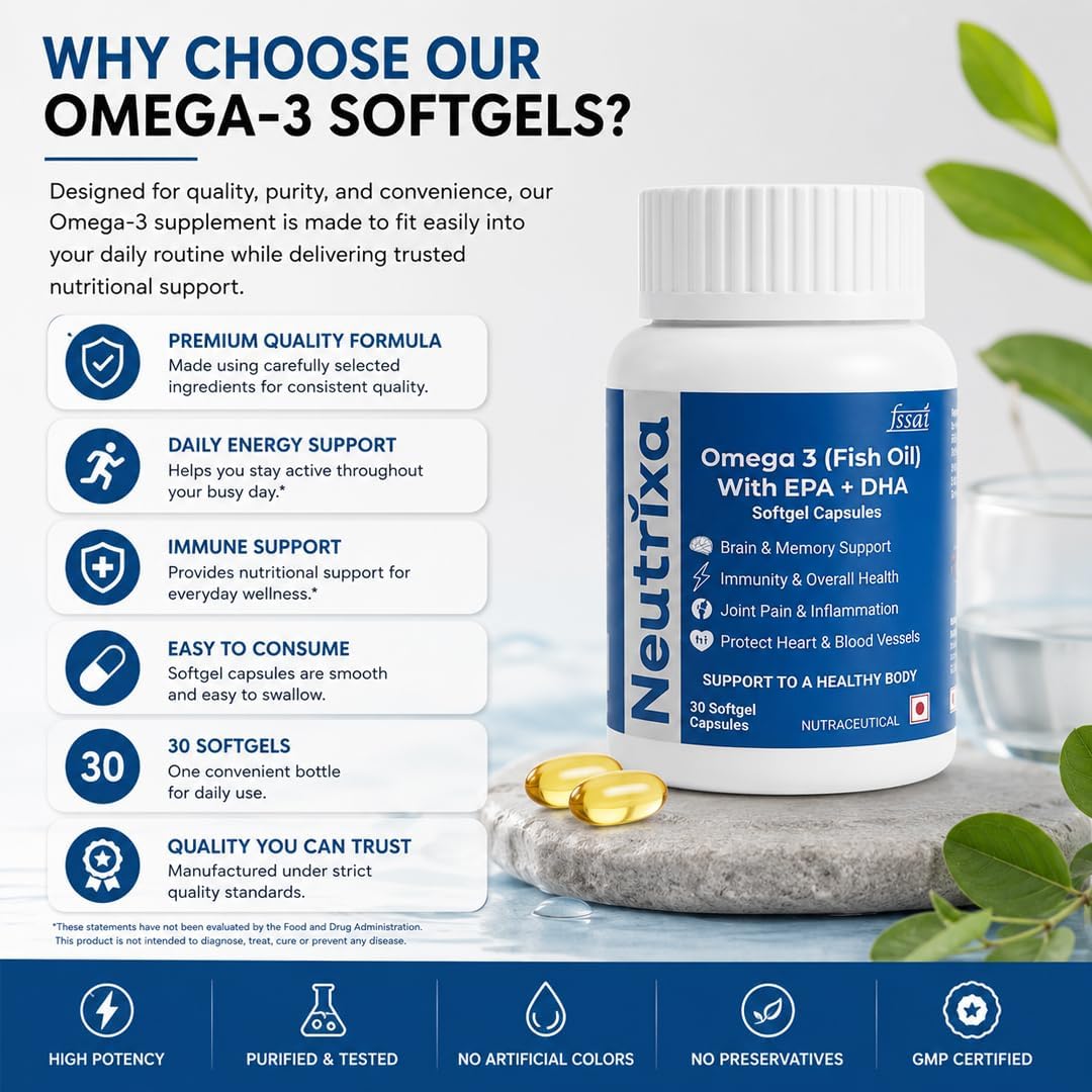 Neutrixa Omega-3 Fish Oil | 60 Softgels | Daily Wellness Support - Image 6